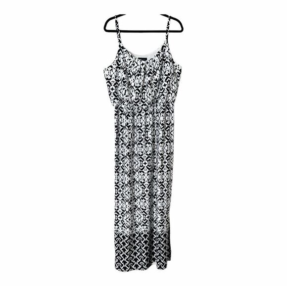 AB Studio Black White Spaghetti Strap Blouson Maxi. Dress Size Extra Large - Picture 1 of 7